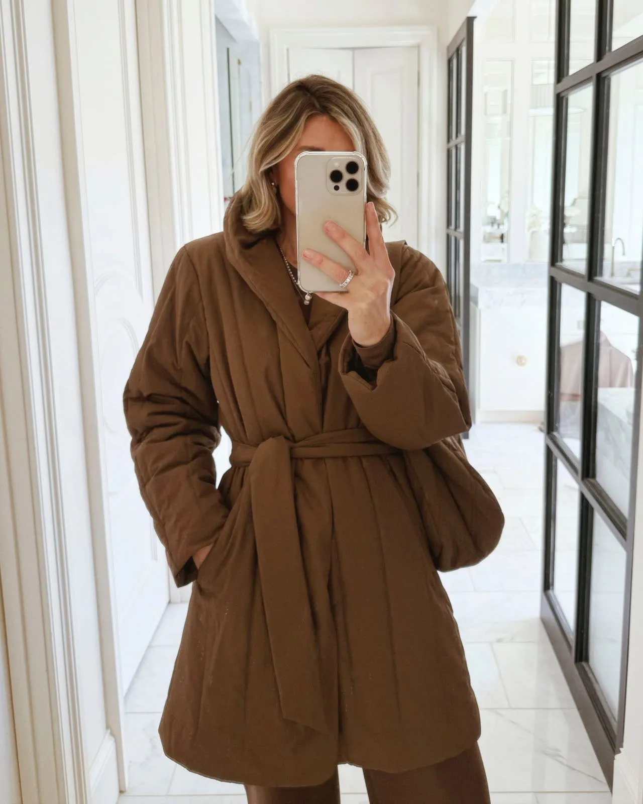 Many Pockets Belted Waist Splendid x @Cellajaneblog Quilted Coat
