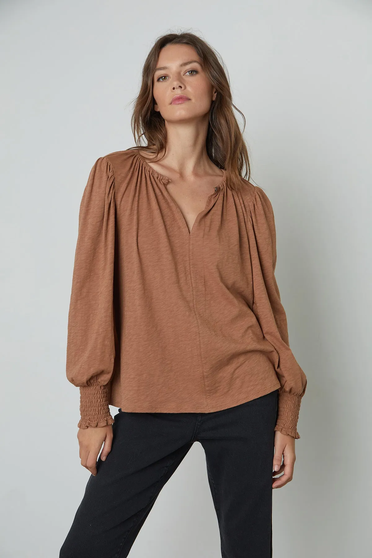 IRINA SPLIT NECK TEE Layered Comfort