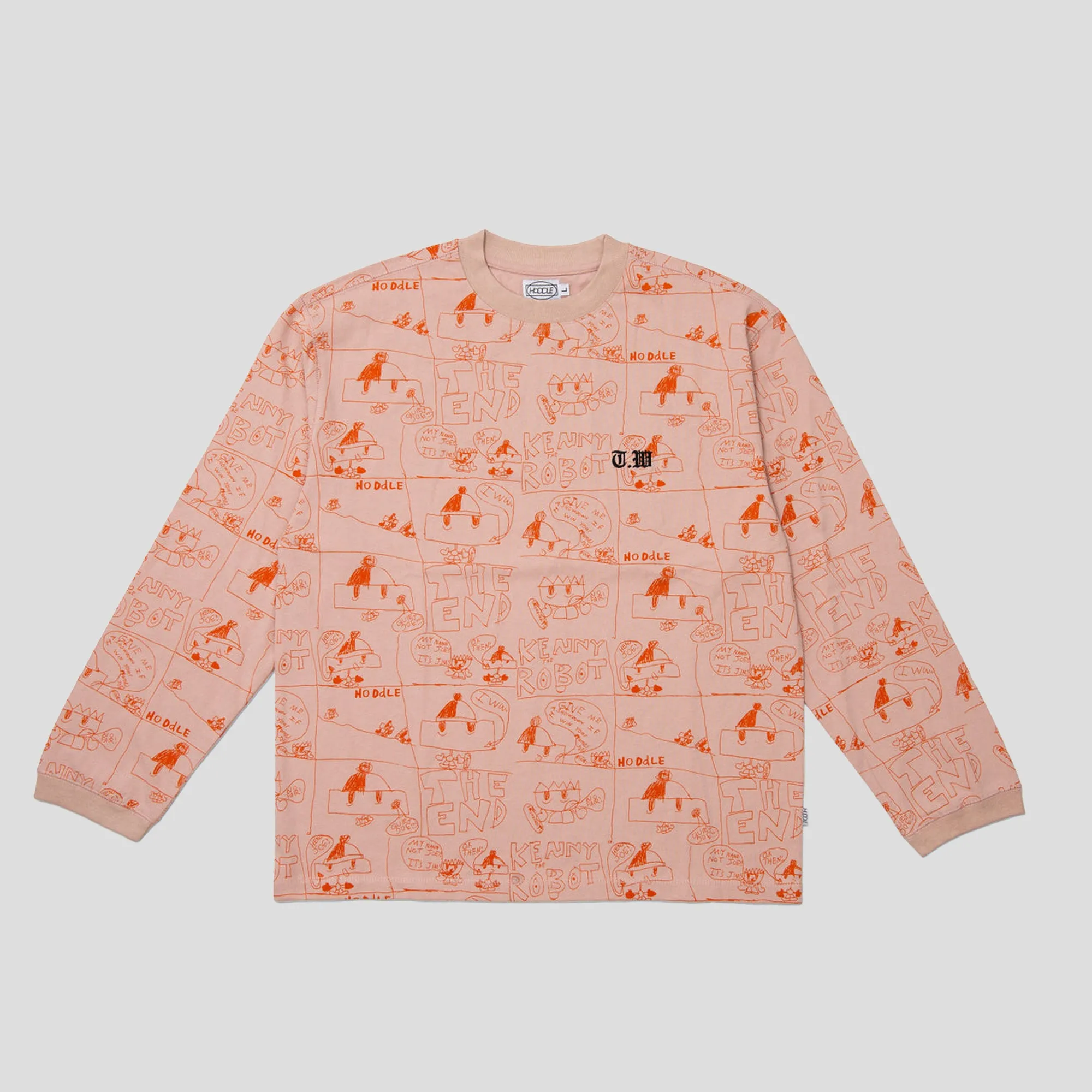 Hoddle Quiet Joe Long-Sleeve Tee - Salmon / Burnt Orange Spring Wear Street Style Trend