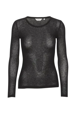 Drop Shoulder Design Friction Free Inner Lining Lublina LS Tee - Black