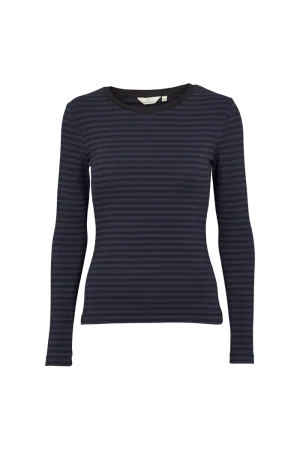 Ludmilla LS Tee - Black/Navy Long sleeved warmth Comfortable Design
