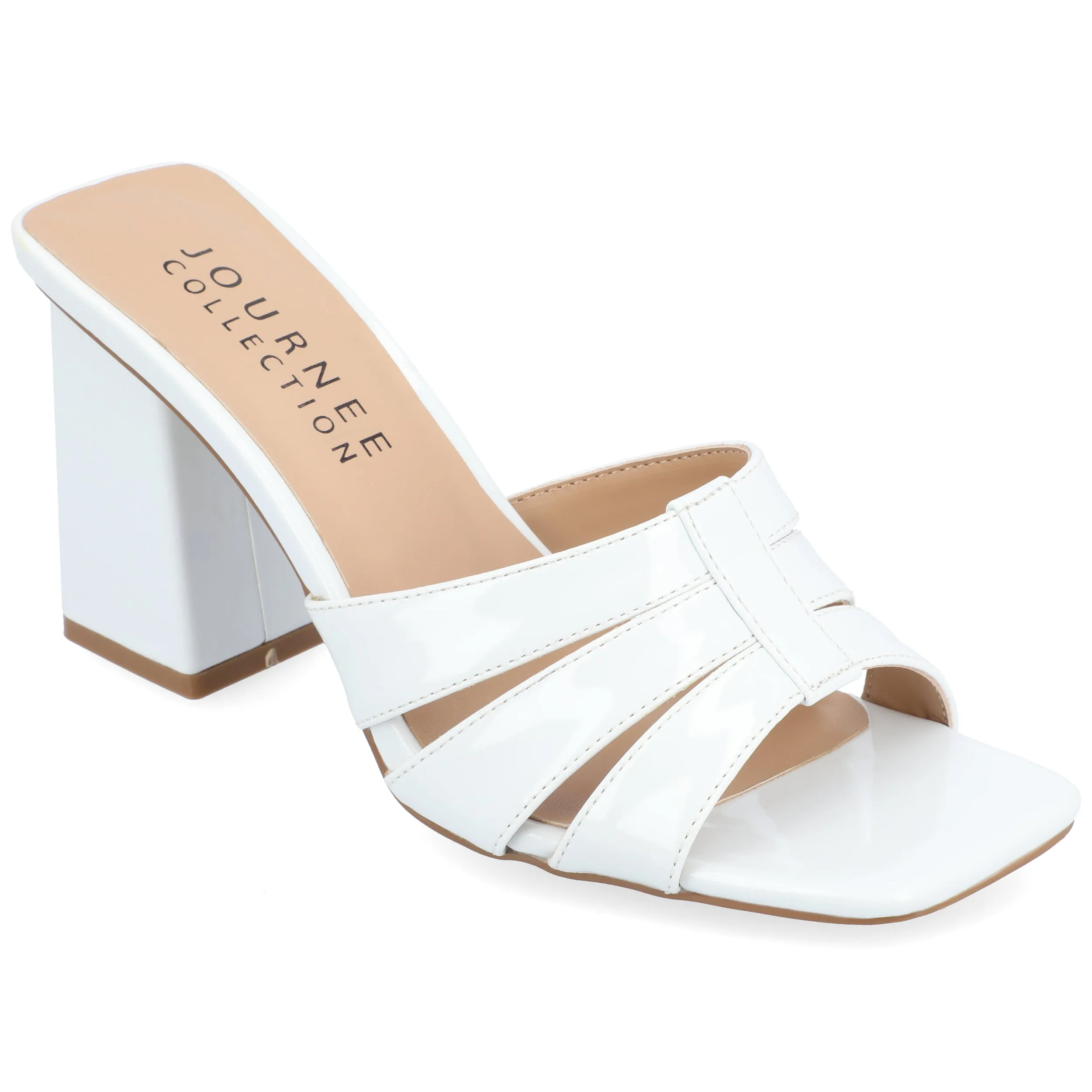 Journee Collection Women's Ellington Sandals Comfortable Padding Leather Heeled Sandals