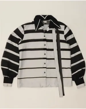 TRU Womens Shirt Blouse EU 42 Large Grey Striped Polyester Moisture wicking Ombre look