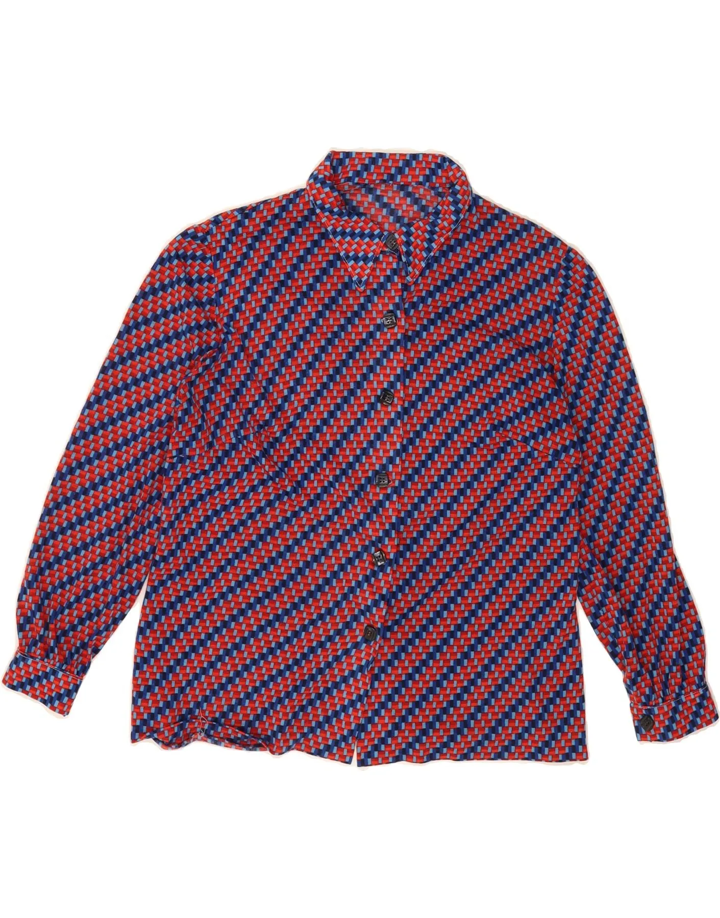 VINTAGE Womens Shirt UK 16 Large Red Striped Abstract print