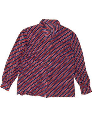 VINTAGE Womens Shirt UK 16 Large Red Striped Abstract print