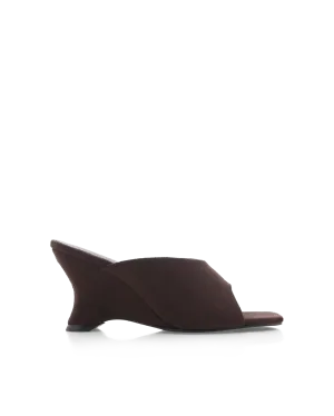 Vintage Style Heels Evening Heels ISELLE - DARK CACAO SUEDE