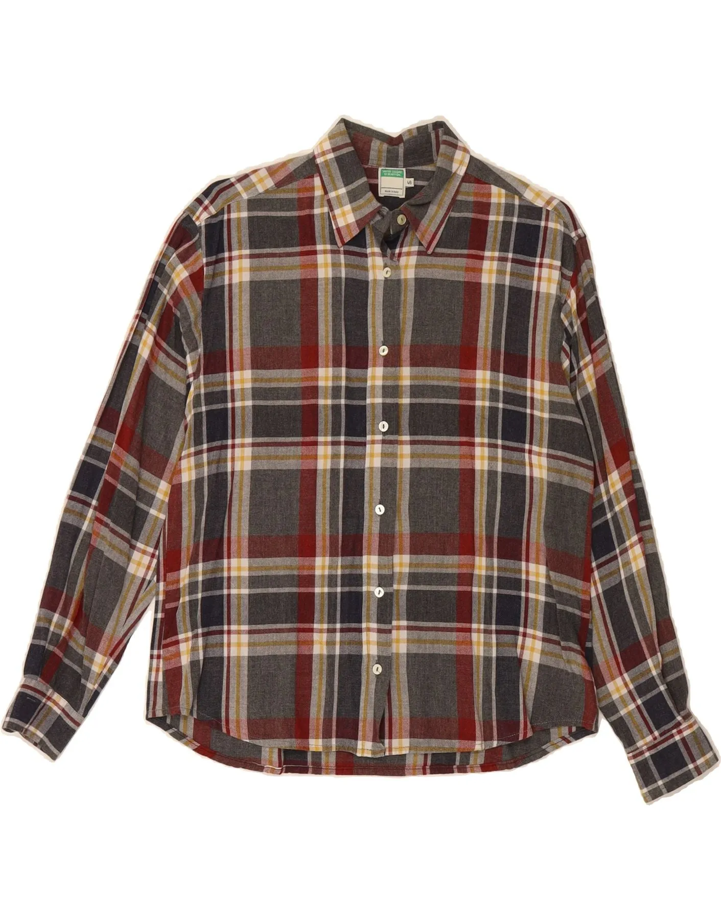 BENETTON Womens Shirt IT 46 Large Multicoloured Check Viscose Cruise Collection