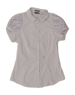 Refined Aesthetic All Purpose Weave Design GUESS BY MARCIANO Womens Shirt Blouse IT 44 Medium Blue Pinstripe