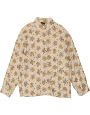 LUISA SPAGNOLI Womens Shirt IT 52 2XL Beige Floral Viscose Chambray Fabric Minimalist fashion