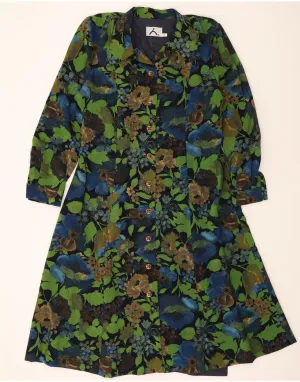 Workwear Approved Premium Feel VINTAGE Womens Shirt Dress EU 42 Large Green Floral