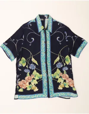 All Purpose Weave Design Layering Piece YOUR SIXTH SENSE Womens Shirt Blouse IT 42 Medium Navy Blue Floral