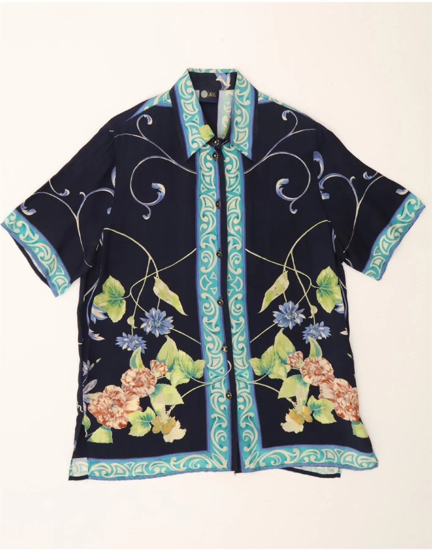 All Purpose Weave Design Layering Piece YOUR SIXTH SENSE Womens Shirt Blouse IT 42 Medium Navy Blue Floral