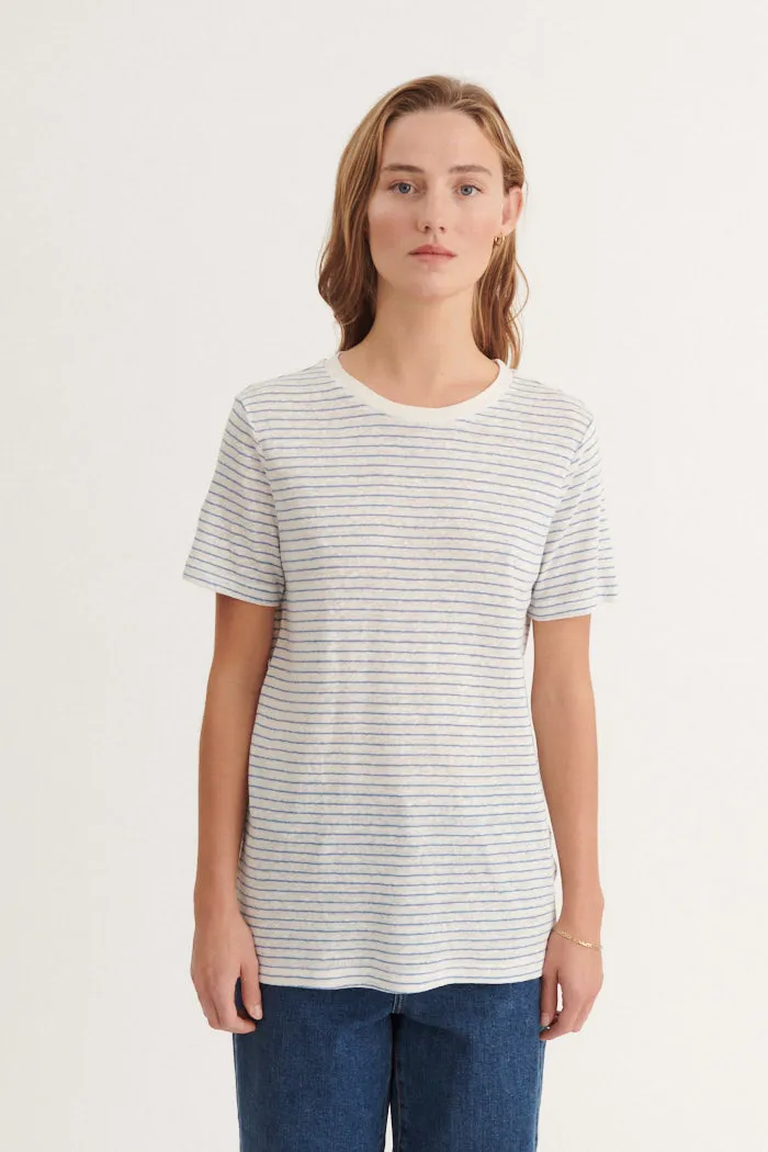 Kali Stripe Tee - Quiet harbor / Whisper white Classic Cut