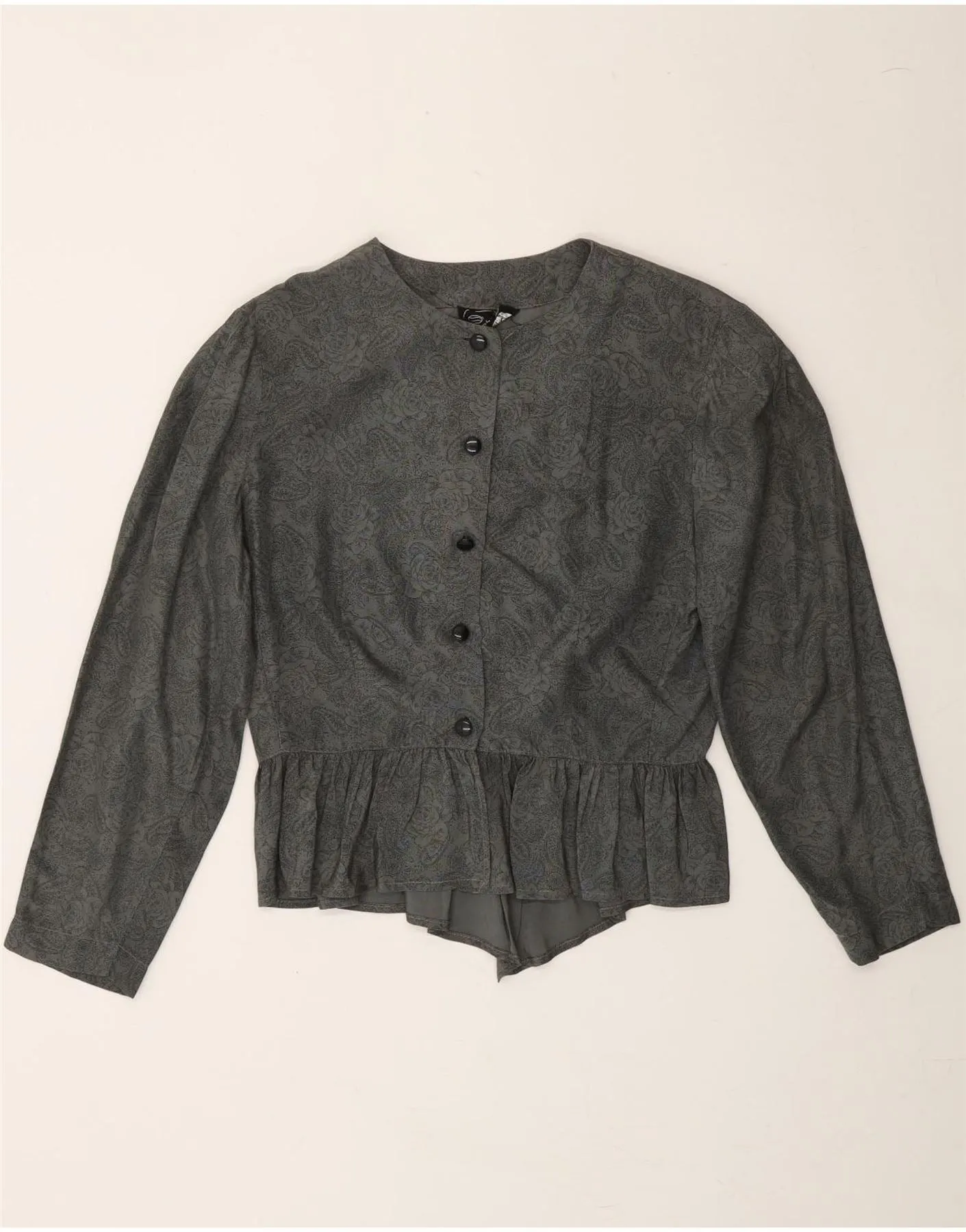 SUPERIOR Womens Shirt Blouse IT 44 Medium Grey Paisley Viscose Modern Style