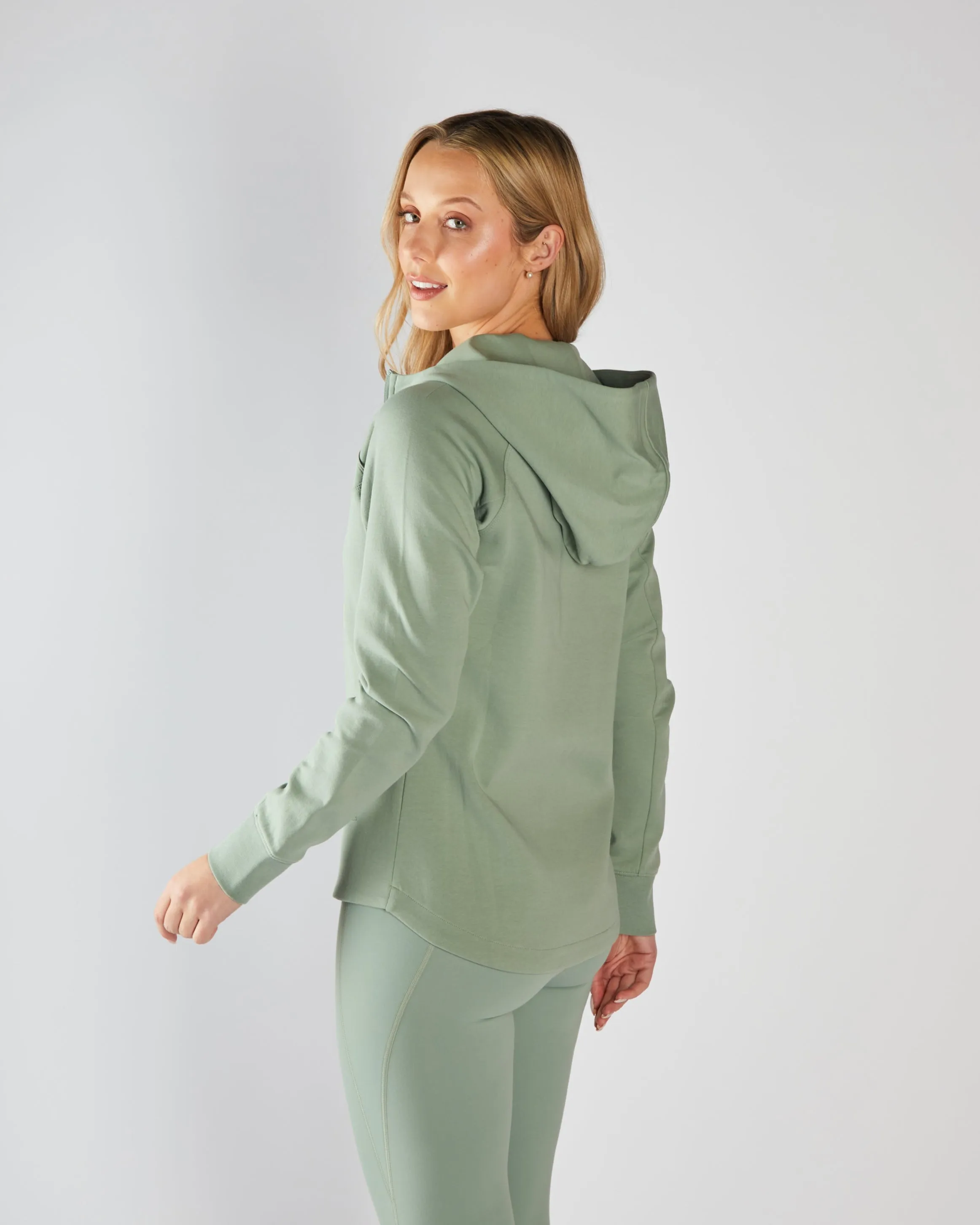 Kai Full Zip Hoody Moss Green Modern Minimal