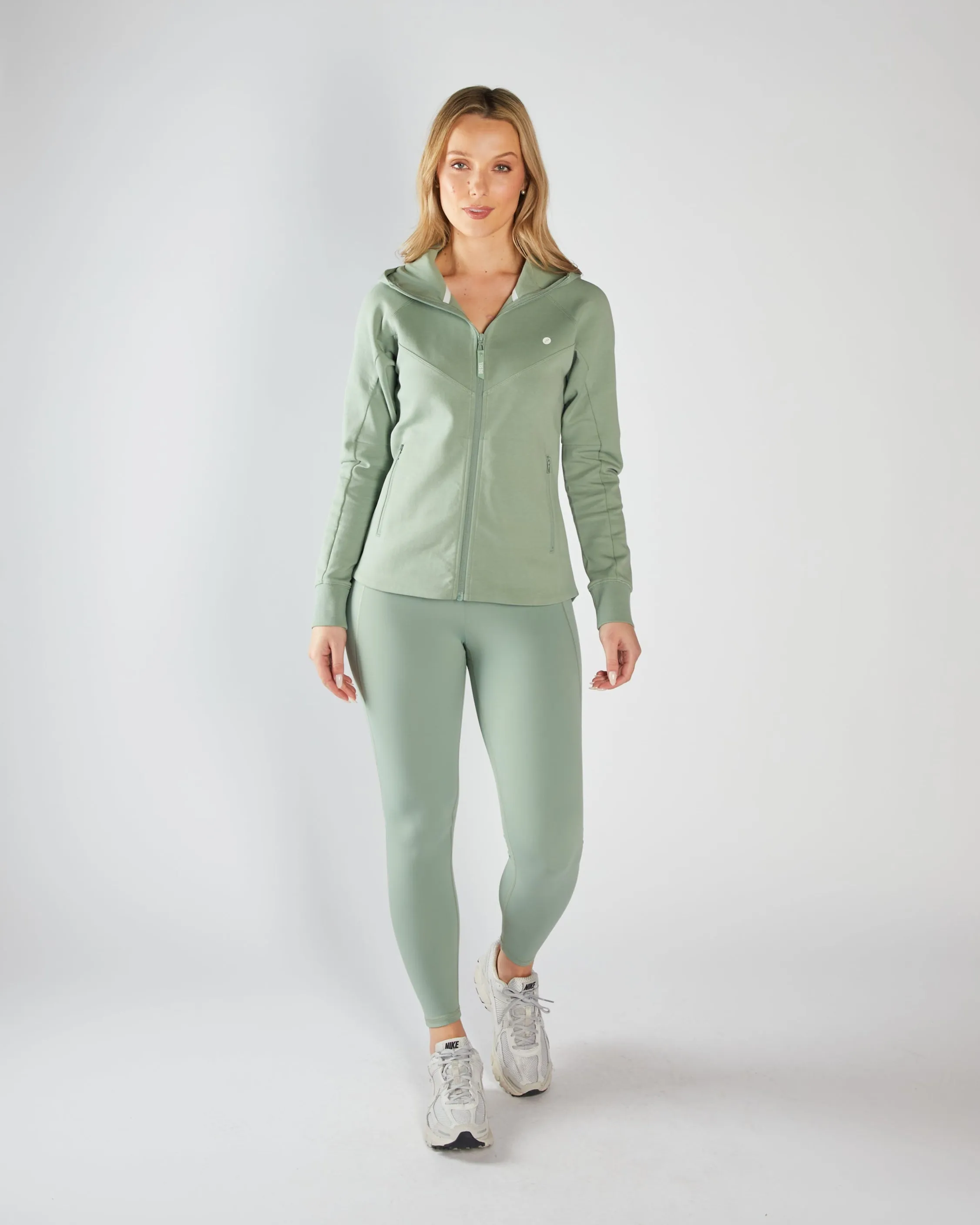 Kai Full Zip Hoody Moss Green Core Layer Timeless Sporty