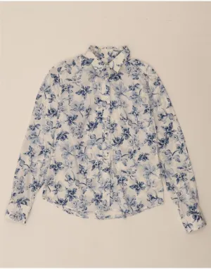 GANT Womens Shirt UK 12 Medium  White Floral Cotton Durable Stitching