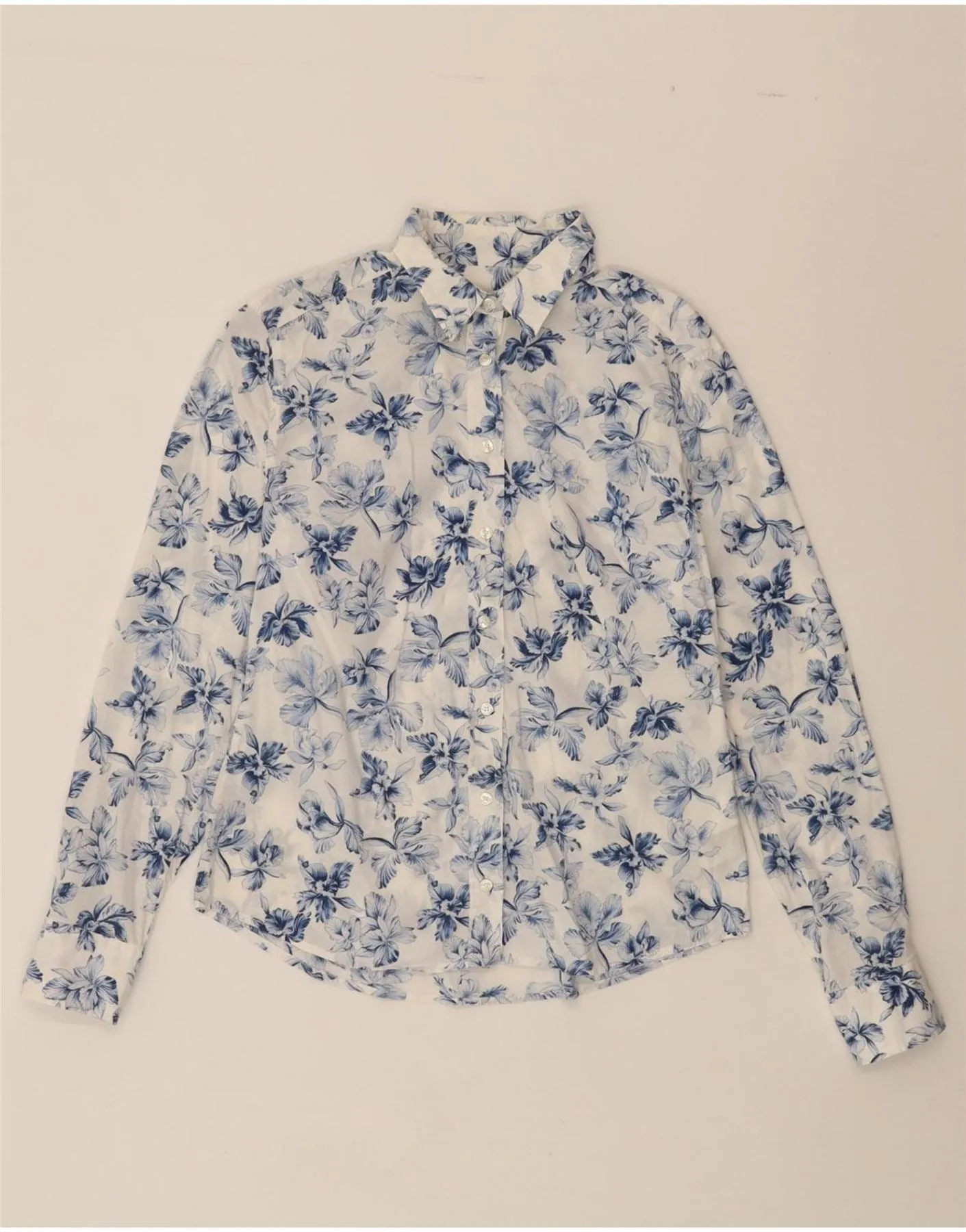 GANT Womens Shirt UK 12 Medium  White Floral Cotton Durable Stitching