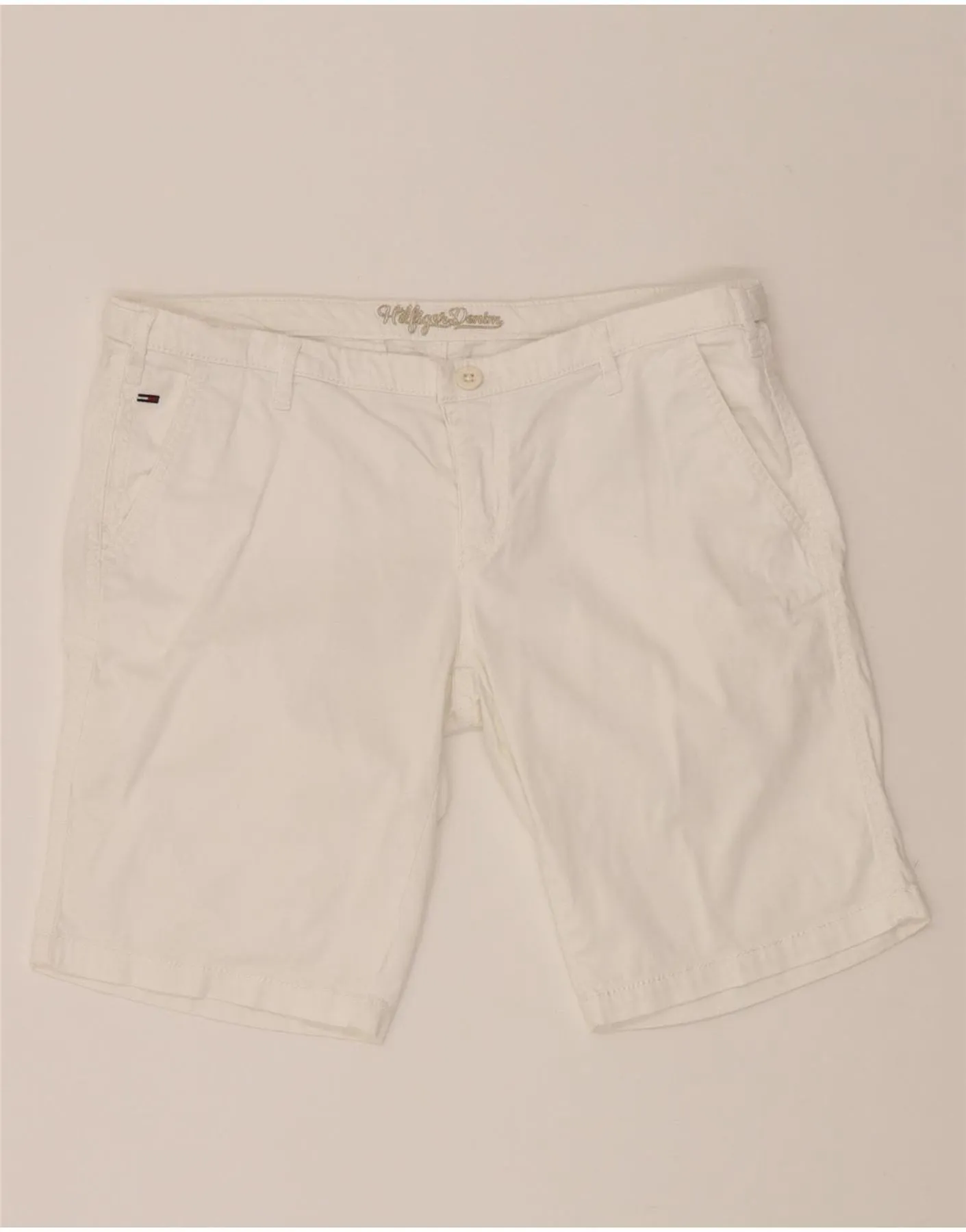 Cuffed hem TOMMY HILFIGER Womens Chino Shorts W34 Large  White Cotton