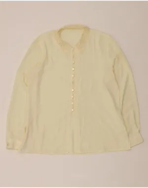 Checkered Look Anti Pilling Treatment VINTAGE Womens Shirt Blouse UK 16 Large Yellow Polyester