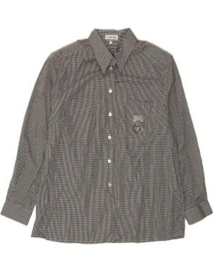 Checkered Look Multipurpose Utility VINTAGE Womens Shirt EU 46 XL Black Gingham Cotton