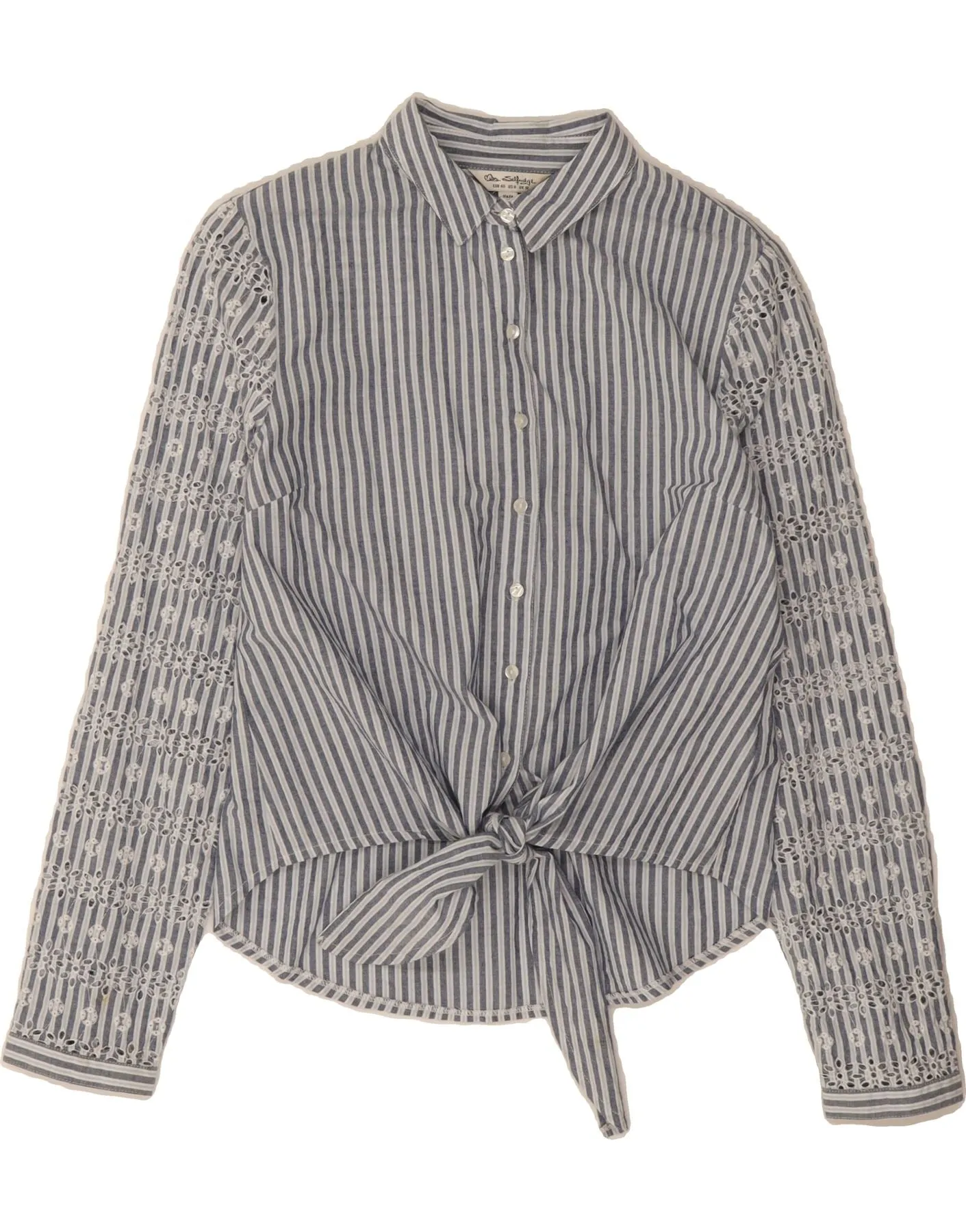 MISS SELFRIDGE Womens Shirt Blouse UK 12 Medium Grey Pinstripe Cotton Multipurpose Utility