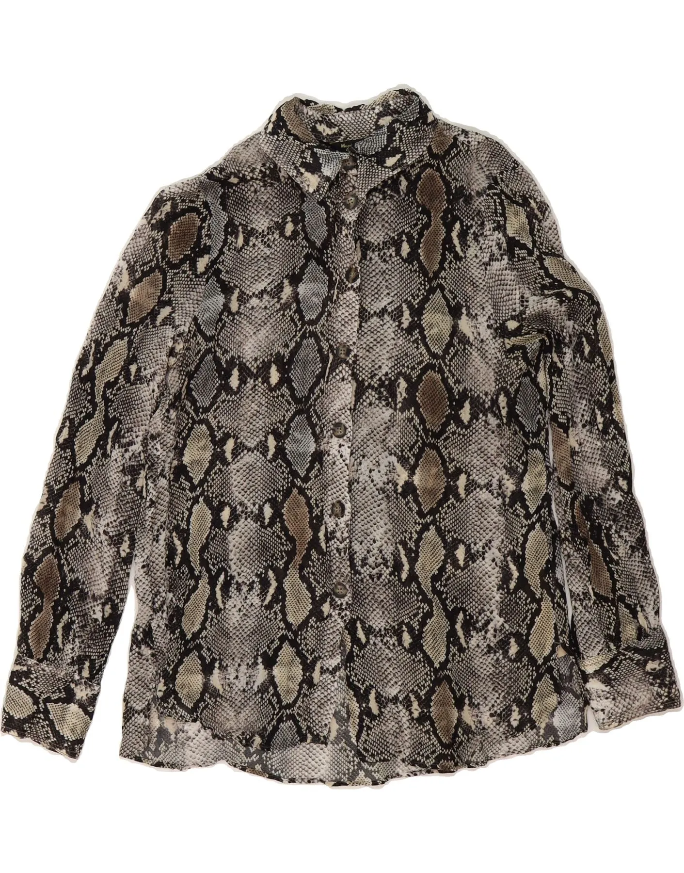 MASSIMO DUTTI Womens Shirt Blouse US 8 Medium Brown Animal Print Viscose Multi Functional Pockets Boho chic