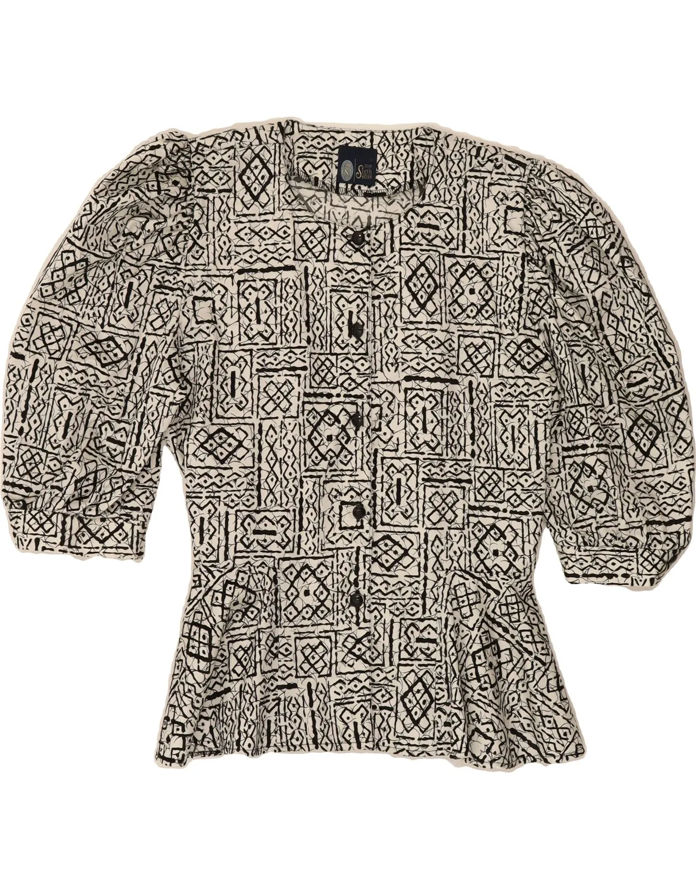 High-Quality Material YOUR SIXTH SENSE Womens Shirt Blouse US 12 Large White Geometric