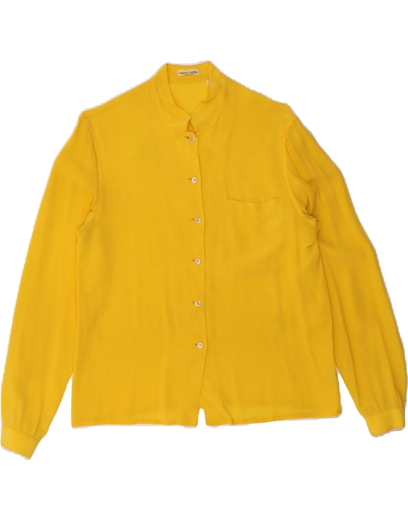 Clean Edge Trim ALBERTO ASPESI Womens Shirt Blouse IT 44 Medium Yellow Silk