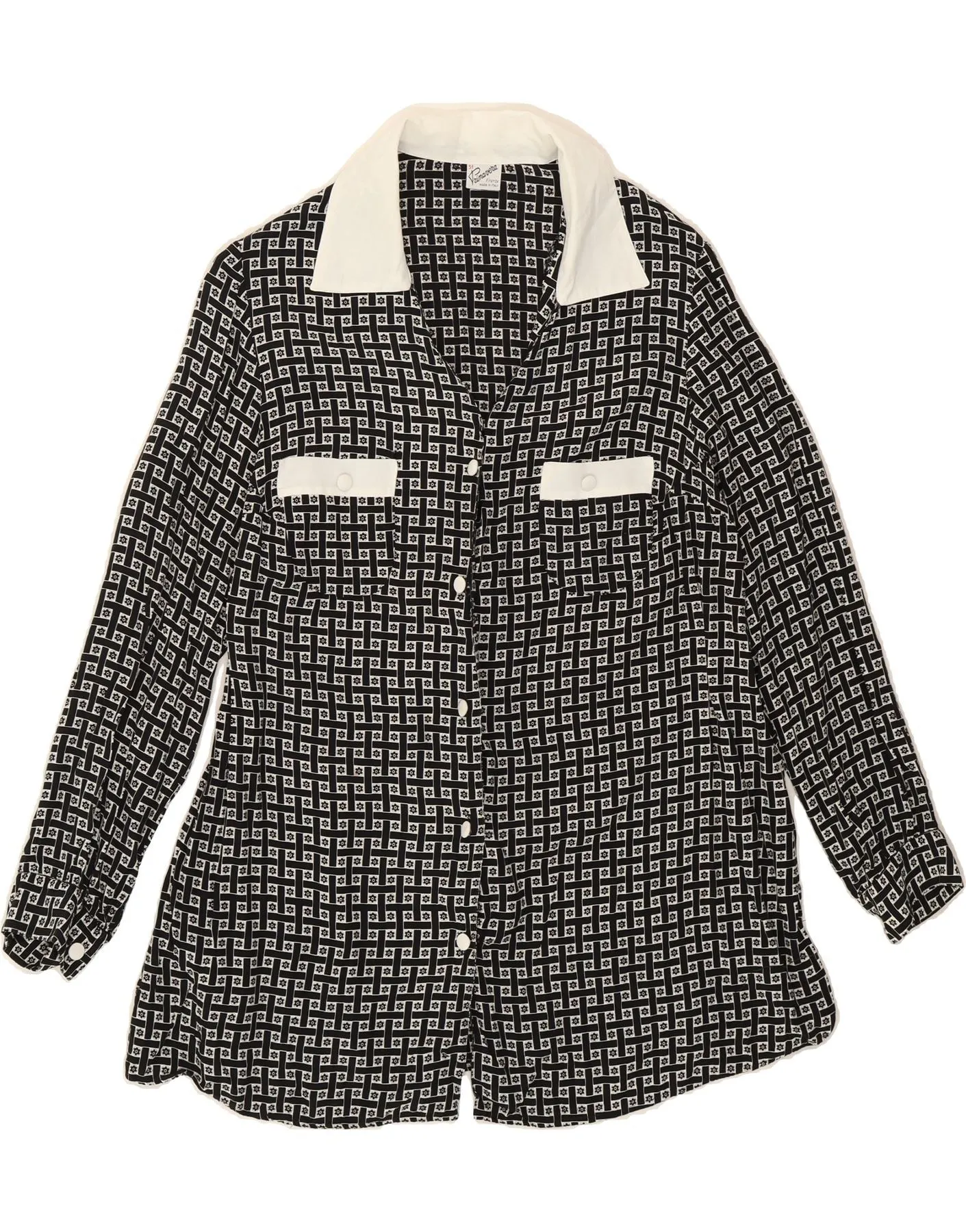 Holiday Outfit Trendsetting PRIMAVERA FIRENZE Womens Shirt Blouse IT 51 XL Black Floral