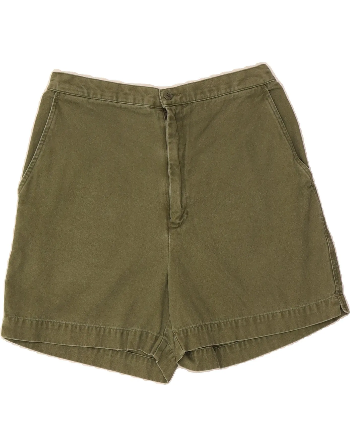 Bold Prints EDDIE BAUER Womens High Waist Chino Shorts US 10 Large W27 Khaki Cotton