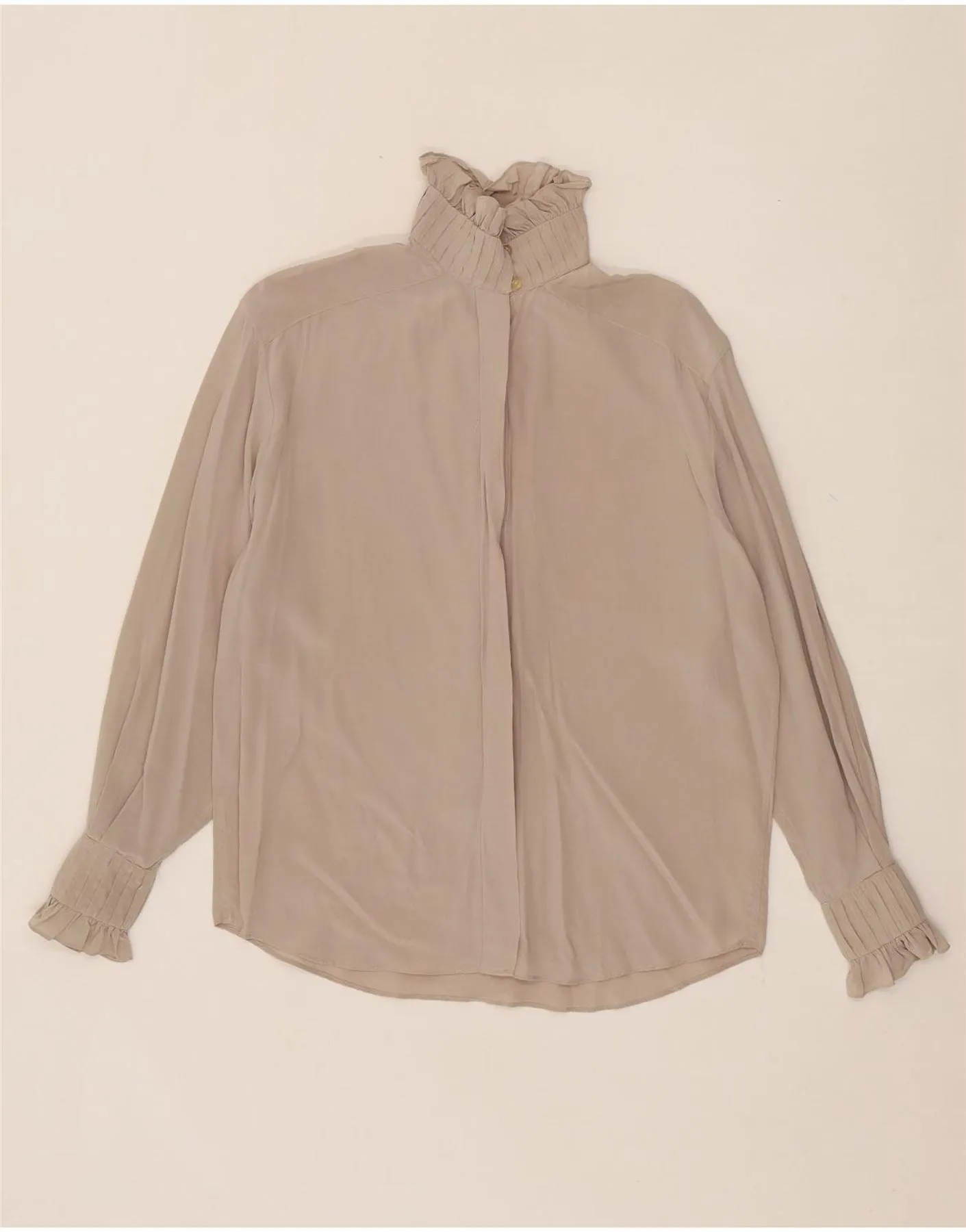 VINTAGE Womens Shirt Blouse UK 14 Medium Beige Non Irritating Seams