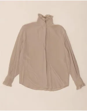 VINTAGE Womens Shirt Blouse UK 14 Medium Beige Non Irritating Seams