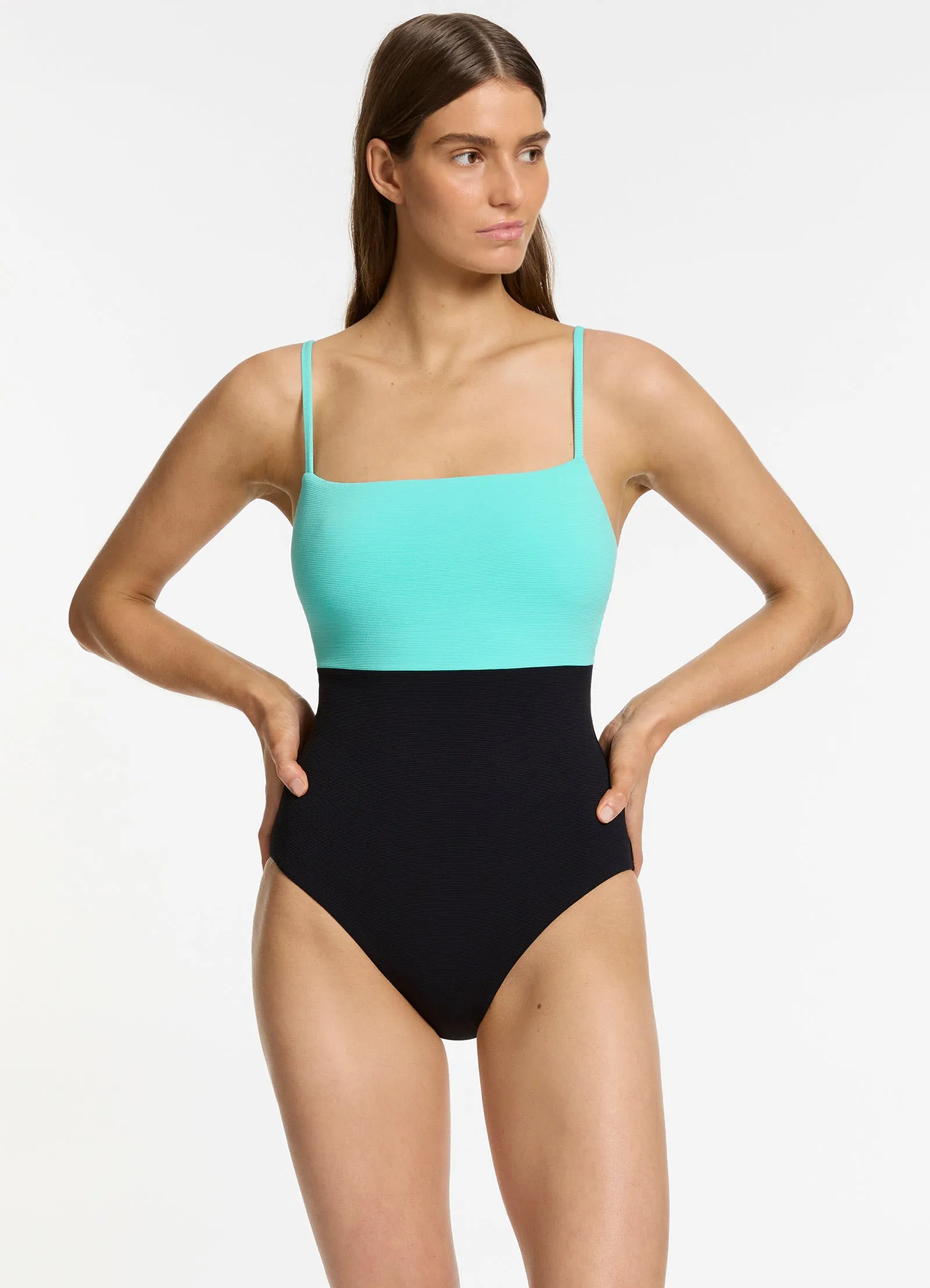 Versa Rib Minimal Tank One Piece - Black / Dolce Comfort waistband