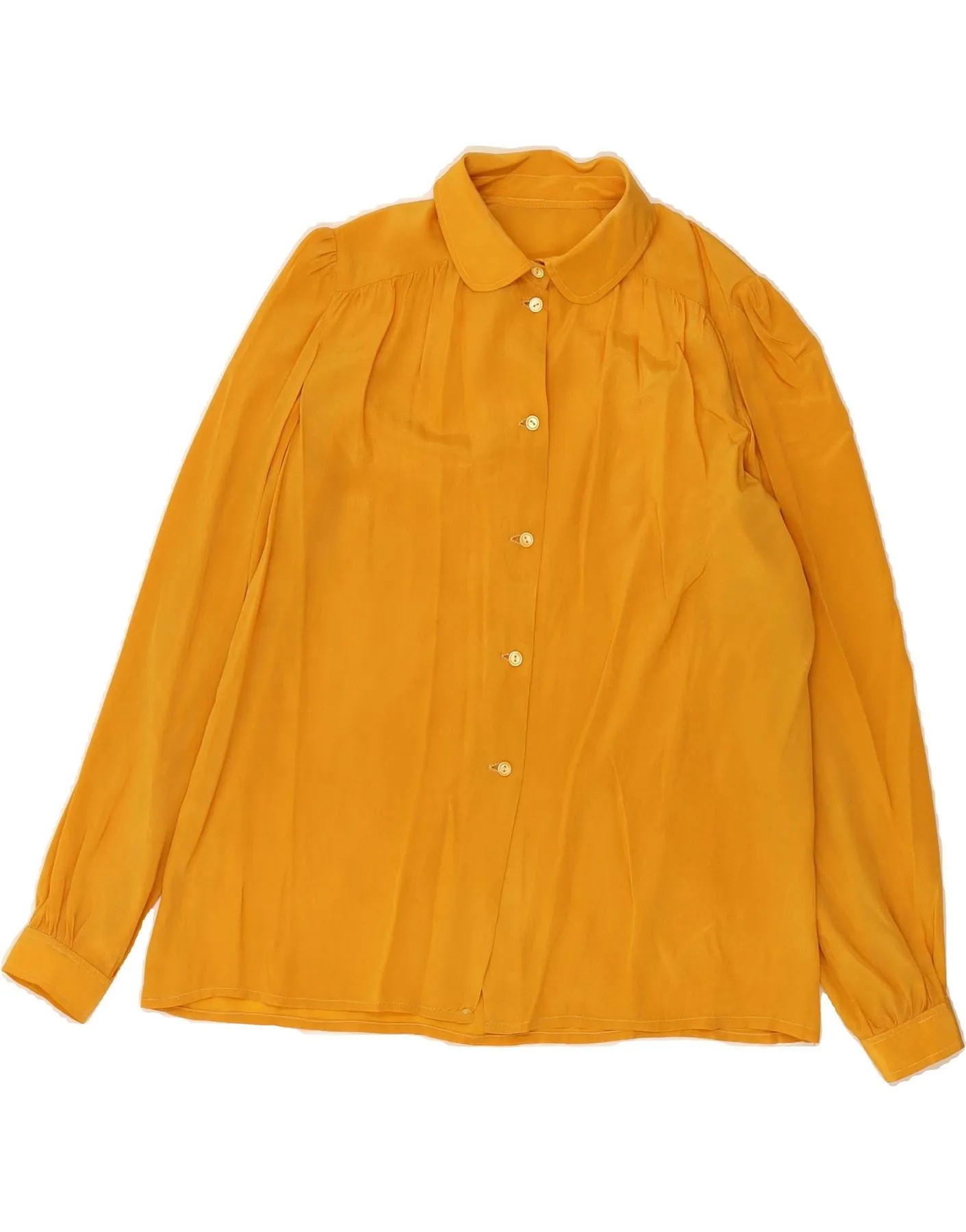 VINTAGE Womens Shirt Blouse UK 16 Large Yellow All-day Comfort