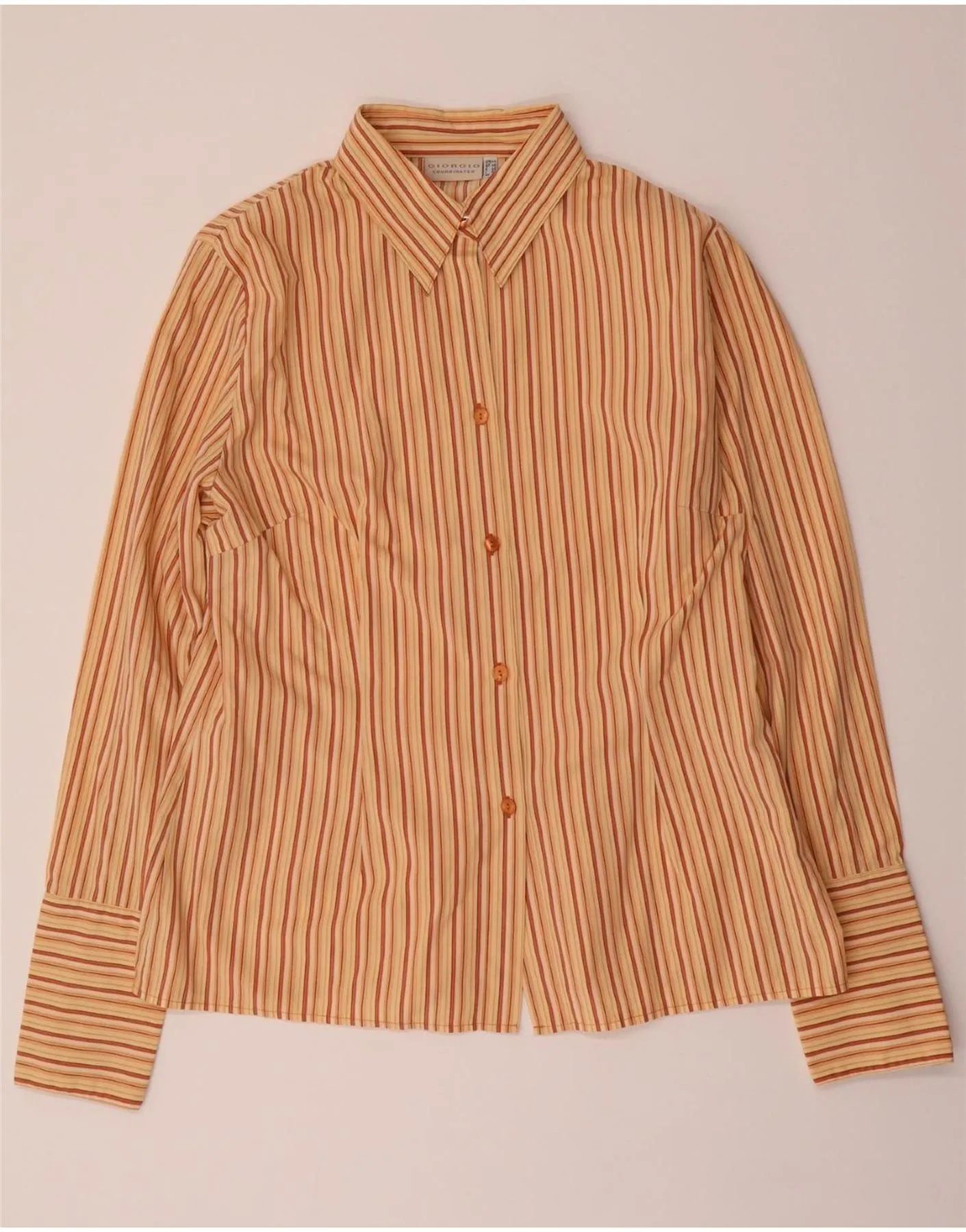 VINTAGE Womens Shirt Blouse UK 18 XL  Multicoloured Striped Polyester Ergonomic Sleeve Cut