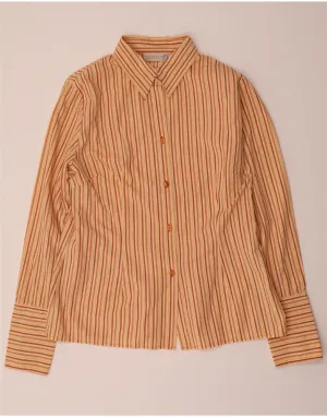 VINTAGE Womens Shirt Blouse UK 18 XL  Multicoloured Striped Polyester Ergonomic Sleeve Cut