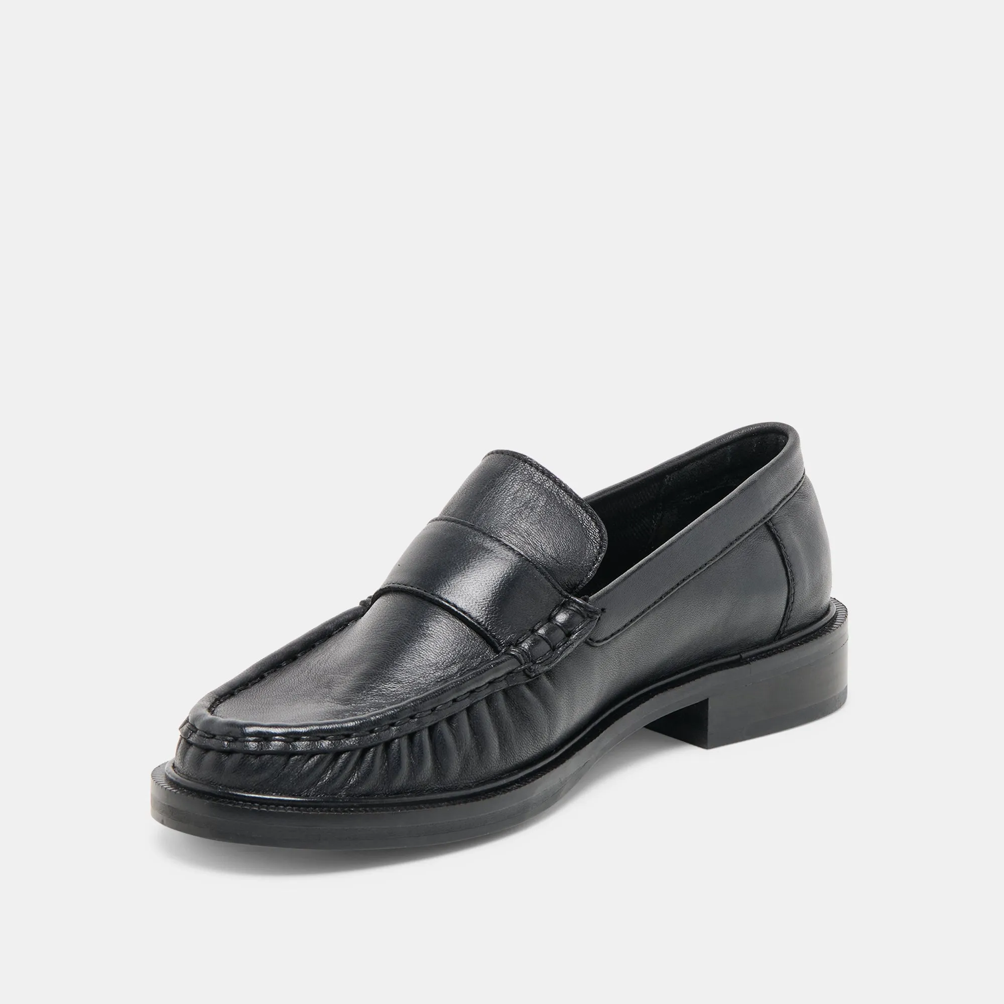 BODI LOAFERS BLACK LEATHER Walkable Flats Press Look