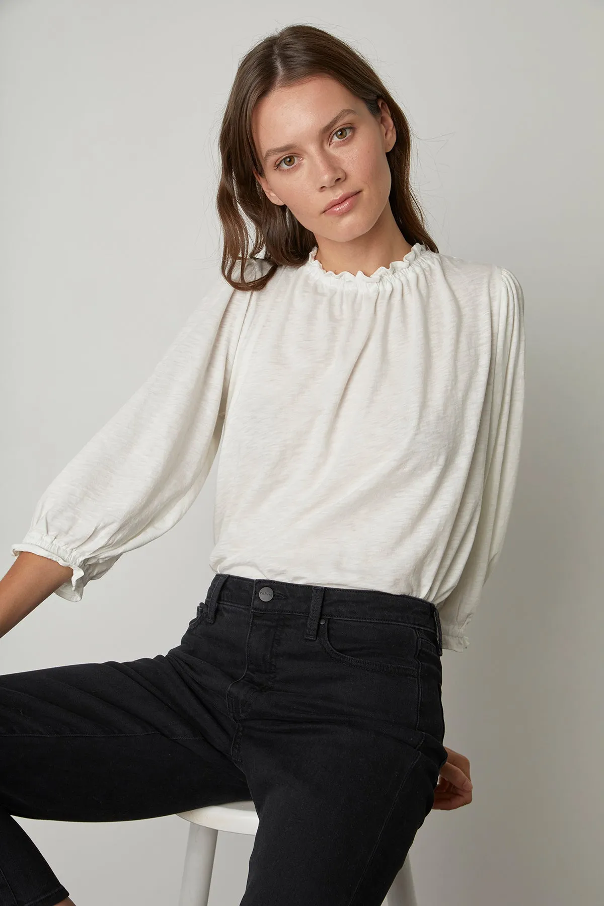 Crew Neck Design SeamFreeShoulders BARBARA 3/4 SLEEVE TOP