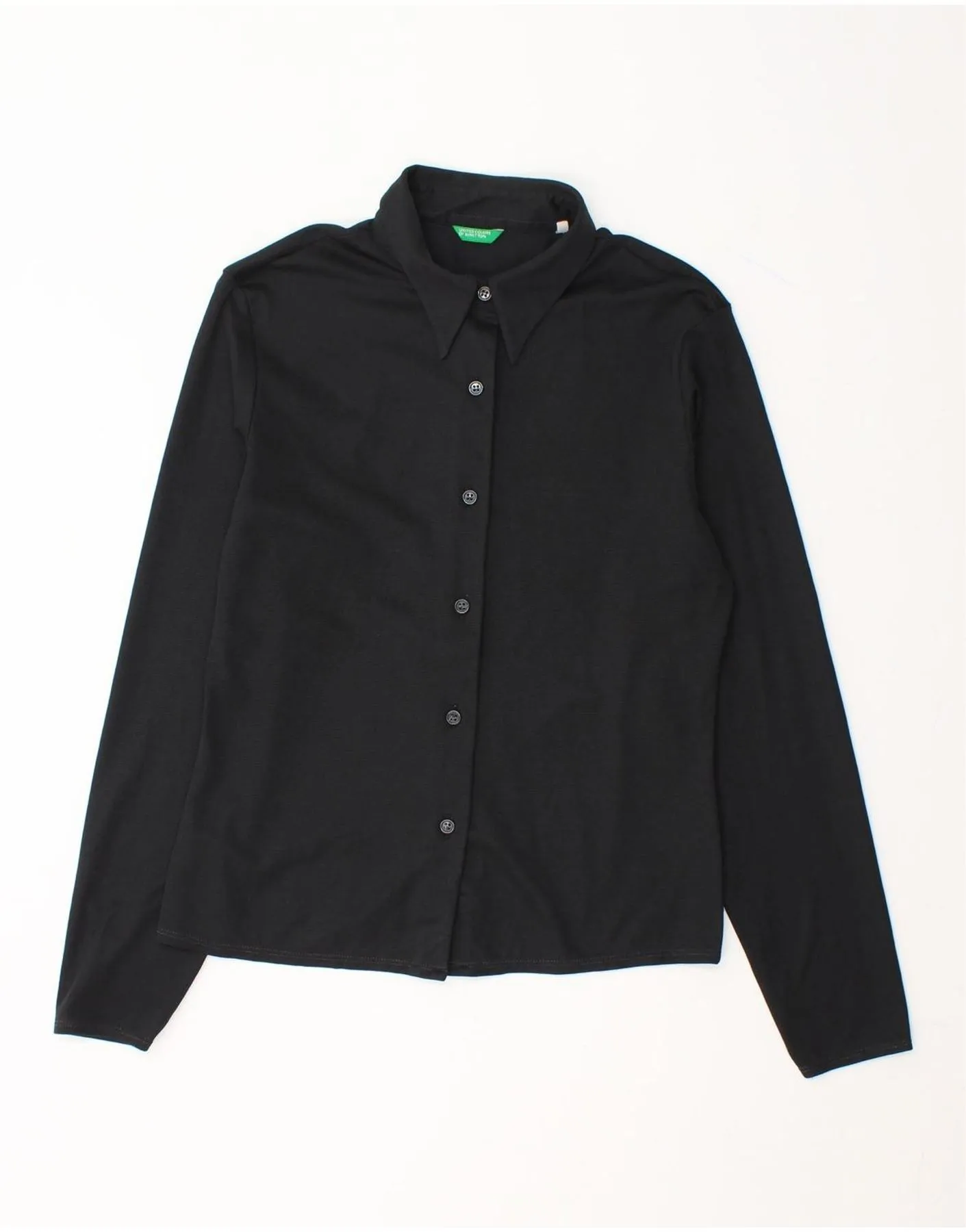 Eco Dye Technique BENETTON Womens Shirt Blouse IT 44 Medium Black Polyester