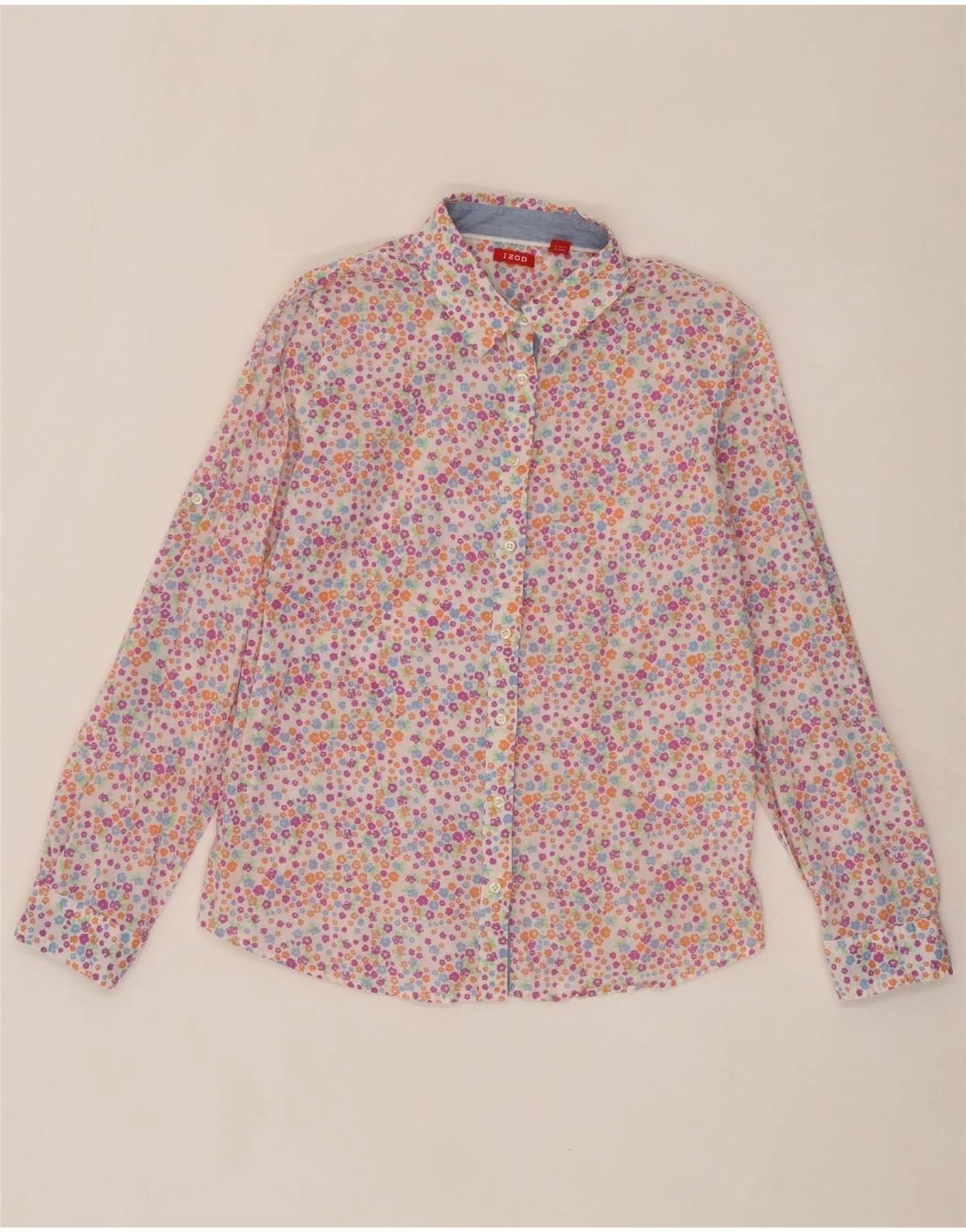 IZOD Womens Shirt UK 16 Large Multicoloured Floral Cotton Seasonal Fashion
