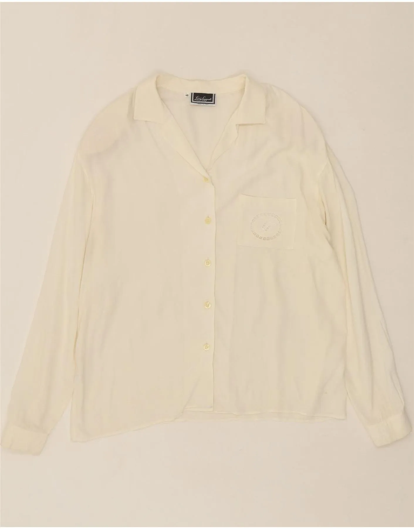 LUISA SPAGNOLI Womens Shirt Blouse IT 48 XL Off White Acetate fade resistant color