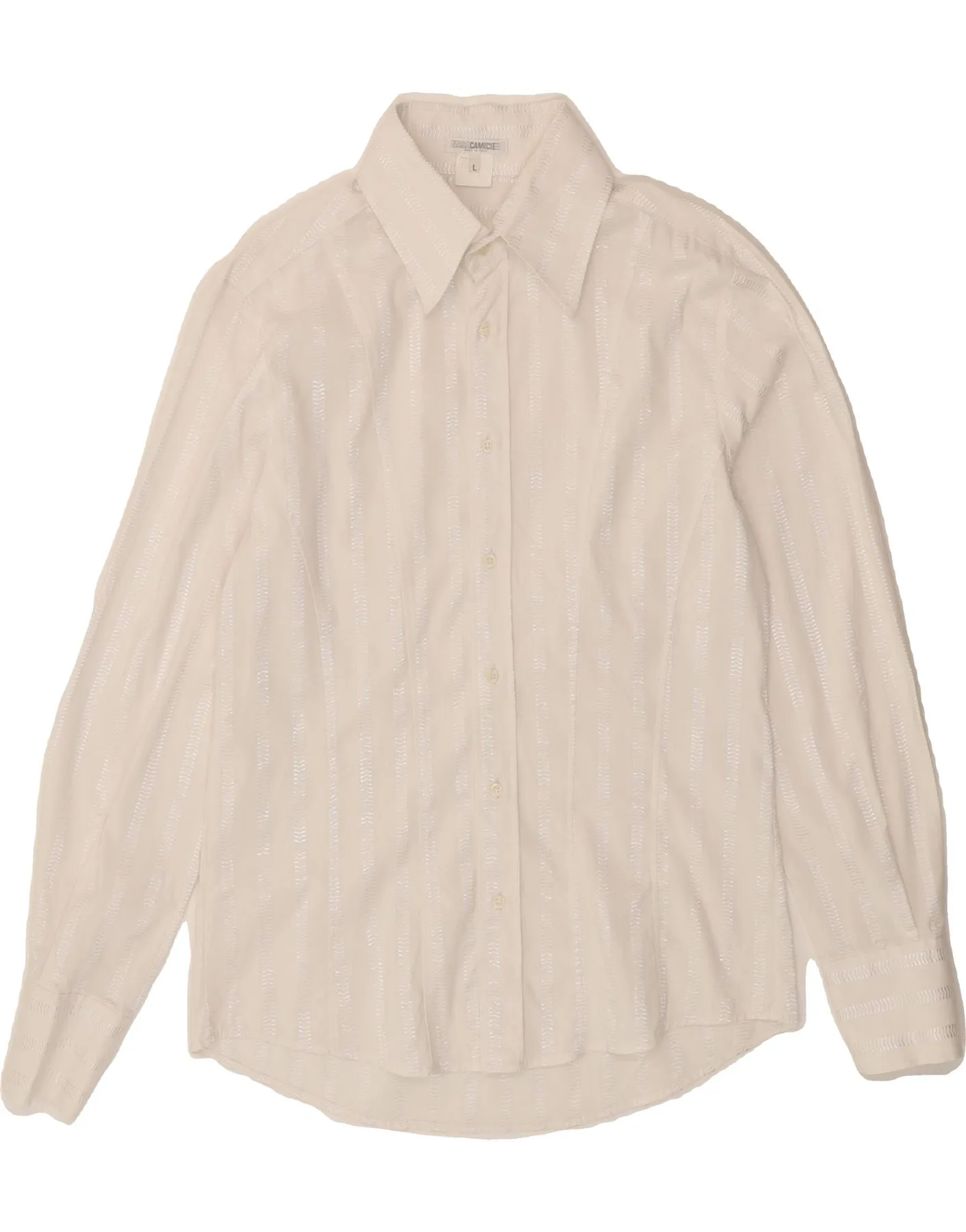 NARACAMICIE Womens Shirt UK 16 Large White Striped Holiday Travel