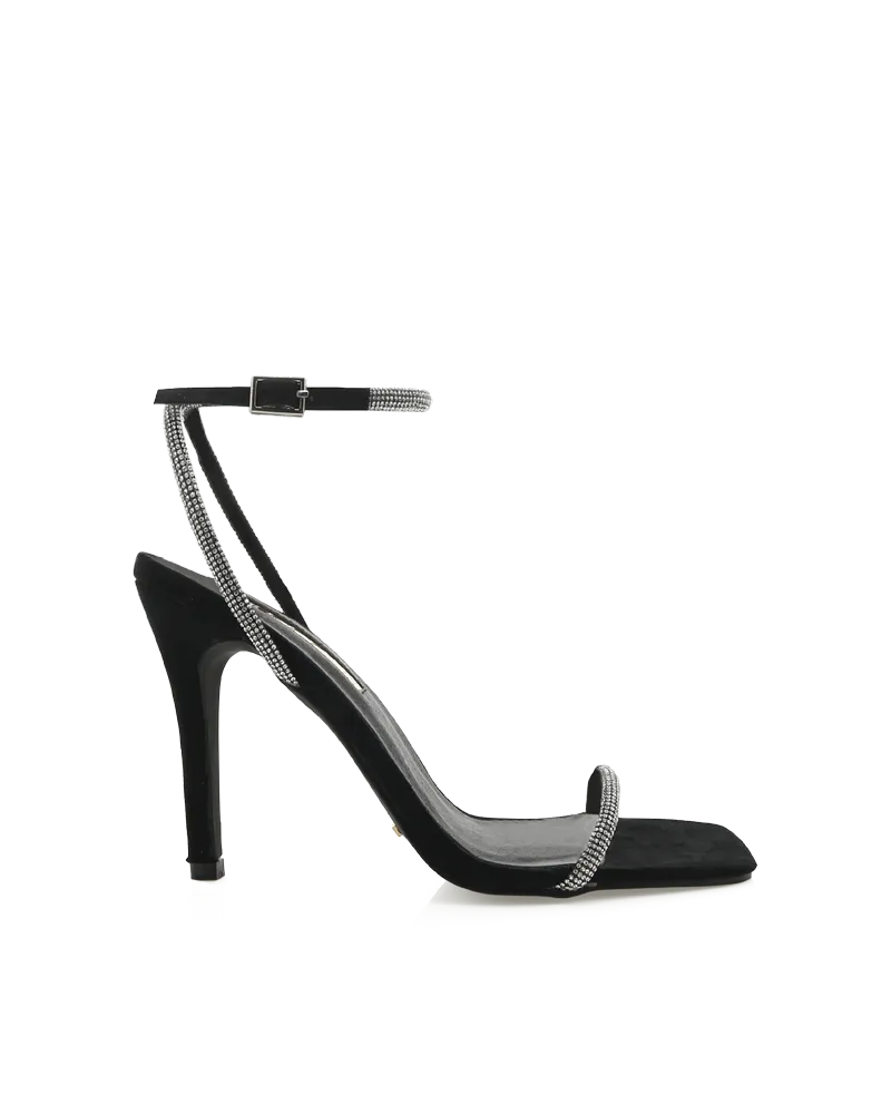 Vintage Look Luxury heels STARLETTE - DIAMANTE-BLACK SUEDE