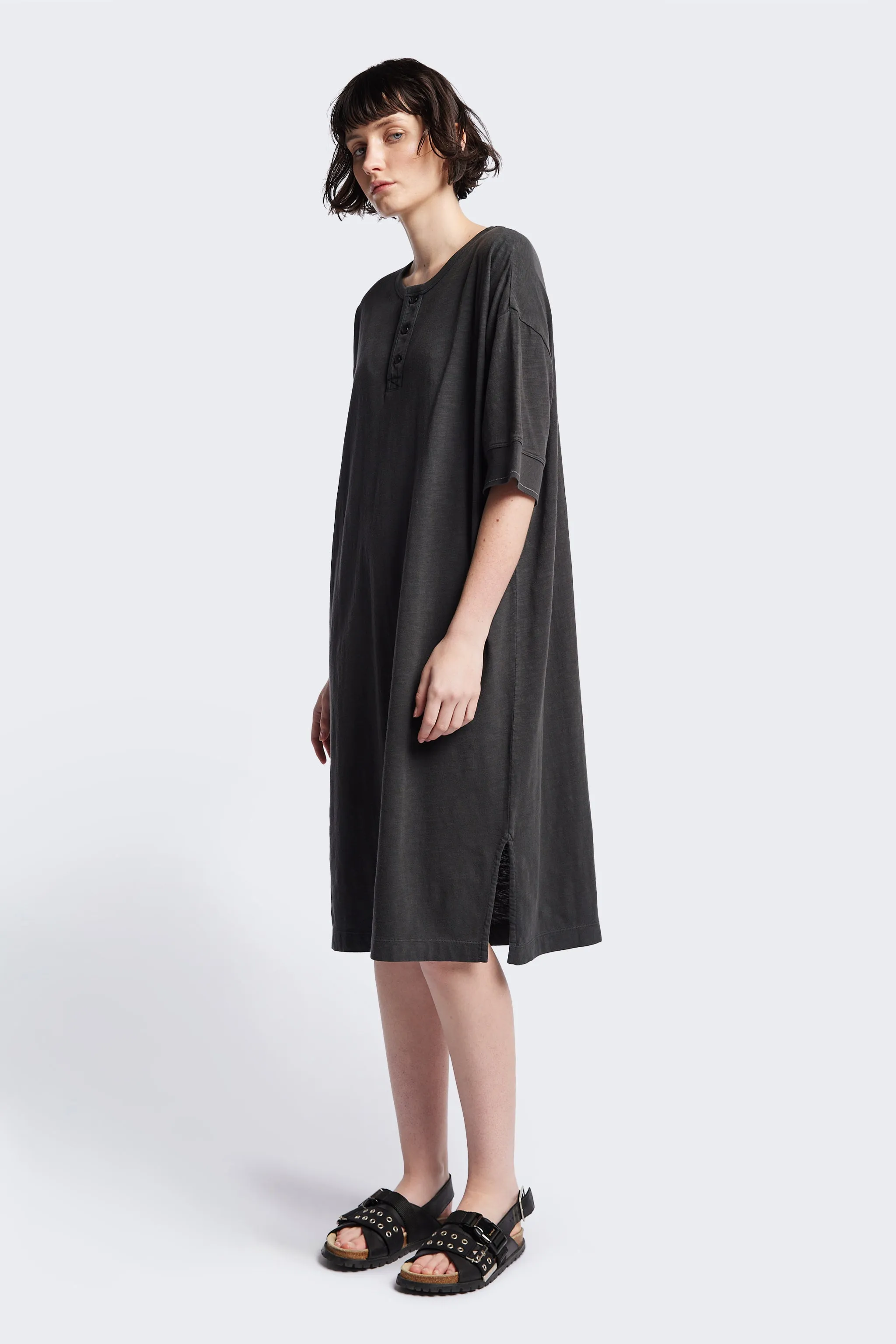 sophisticated appearance All-Purpose Wear Treatise Henley Dress Vintage Black