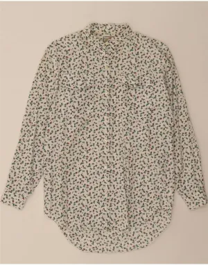 VINTAGE Womens Shirt IT 42 Medium Off White Floral Functional Wear