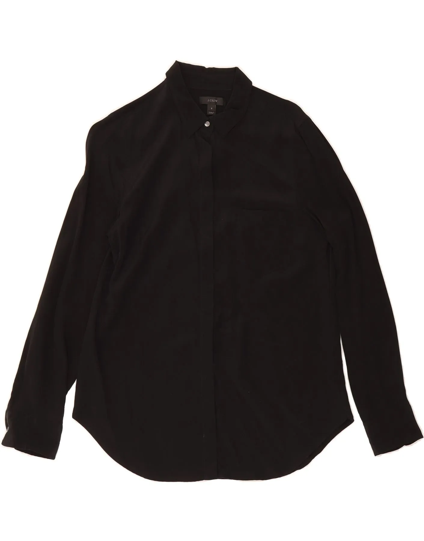 Resort Wear J. CREW Womens Shirt Blouse US 8 Medium Black Silk