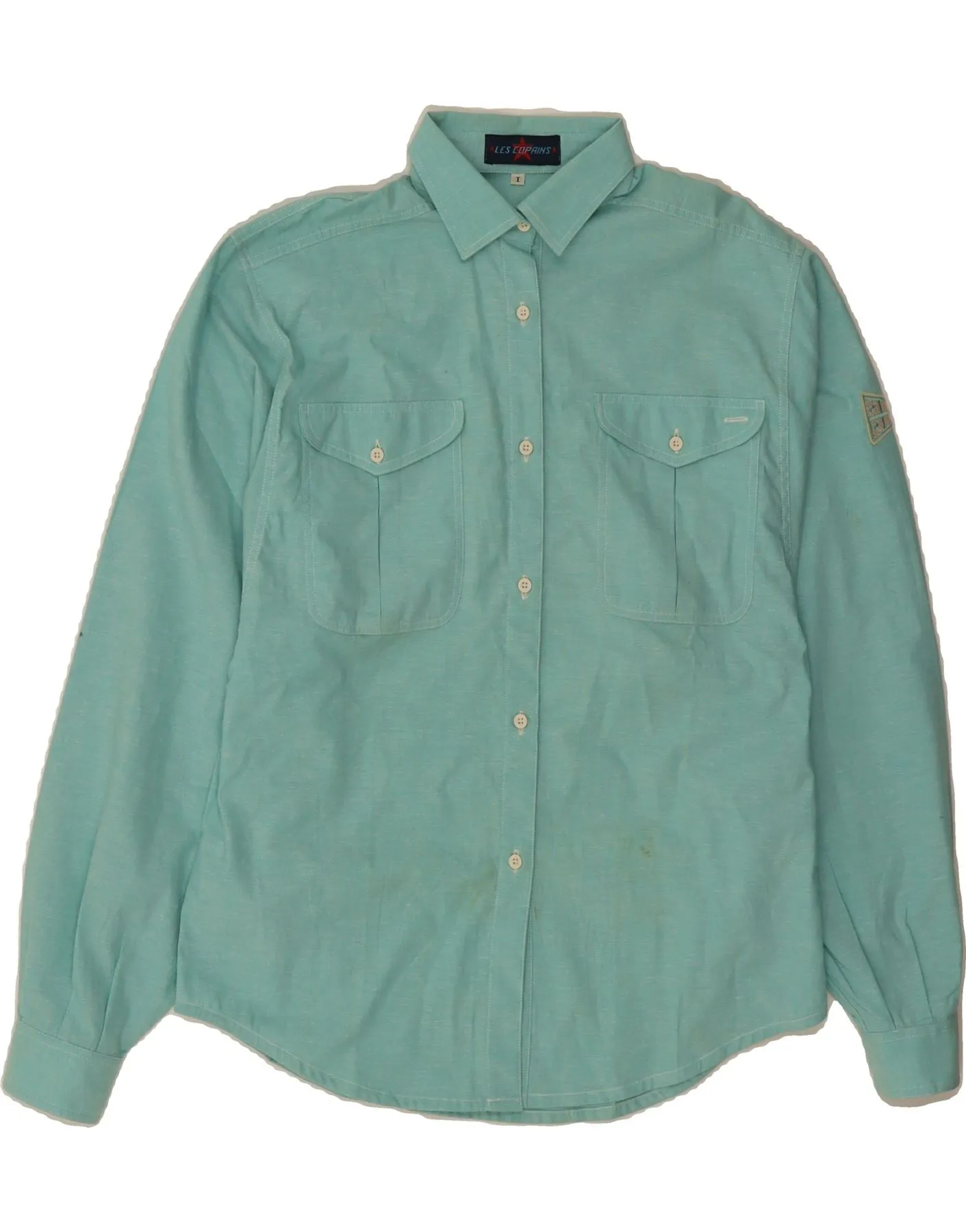 Wrinkle Free Care LES COPAINS Womens Shirt UK 14 Large Turquoise