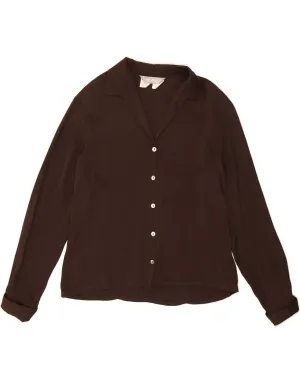 Plus Size Fit Trend-Driven MAX MARA Womens Shirt Blouse UK 14 Large Brown Silk