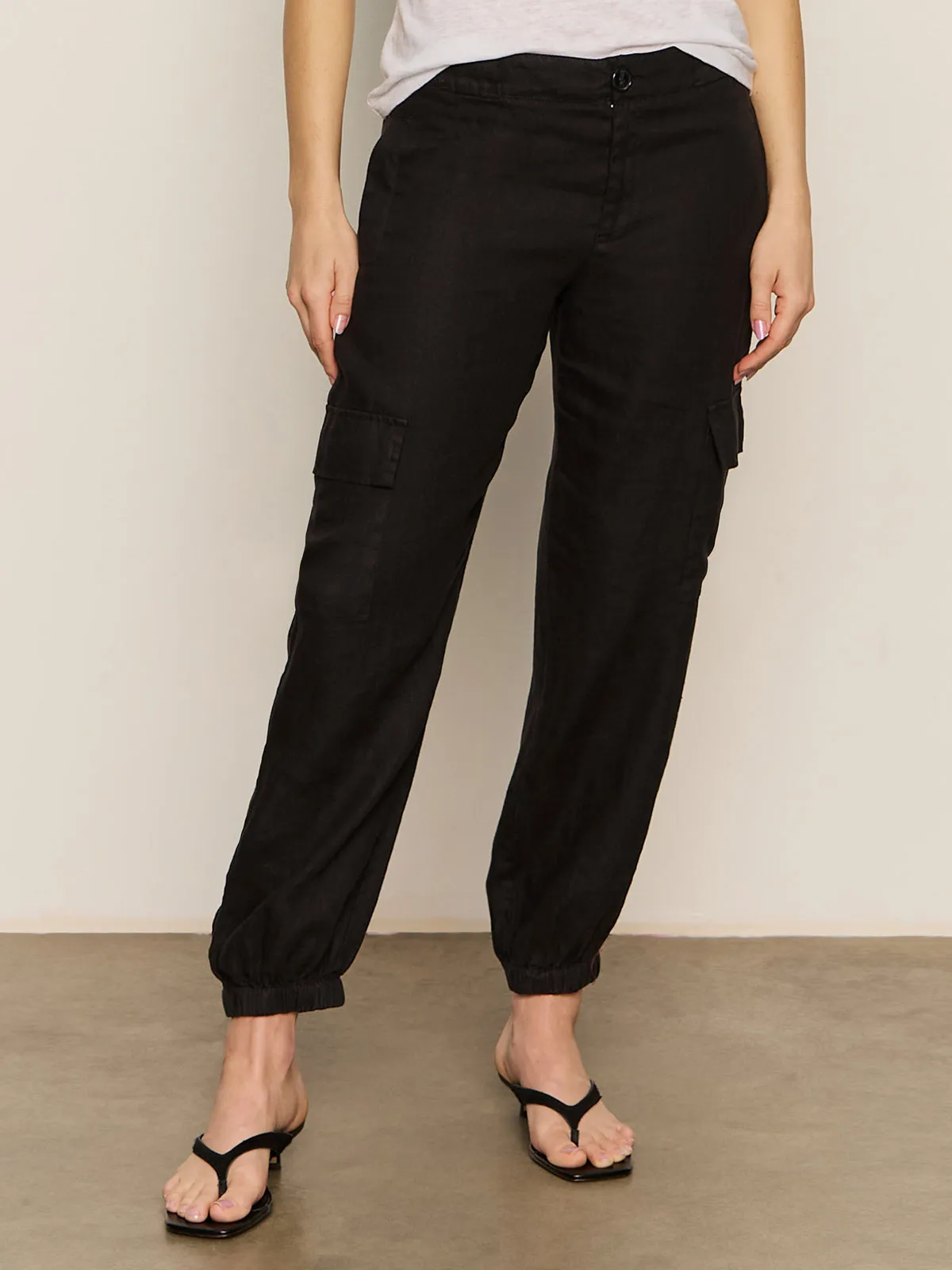 Body shaping Easy Fit Design Take Over Linen Jogger Standard Rise Pant Black
